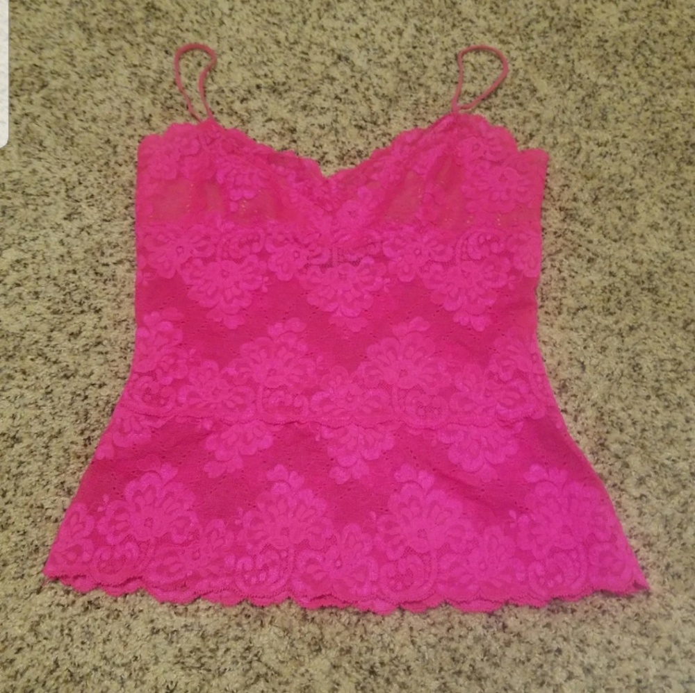 Betsey Johnson vintage hot pink lace Cami tank top